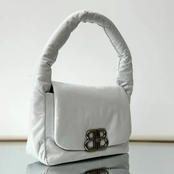 Balenciaga Monaco Small Flap Bag White Shoulder Bag