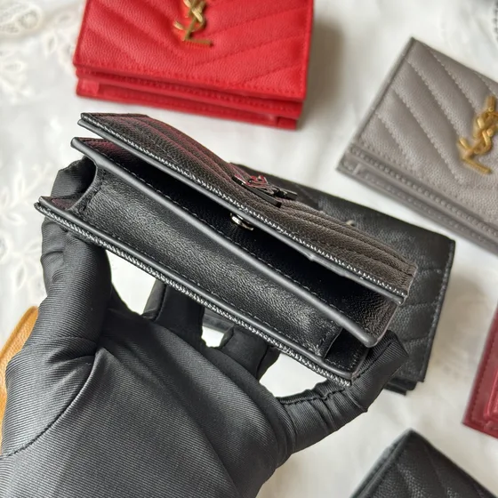 YSL Cassandre Matelassé Card Holder Preto Card Holder