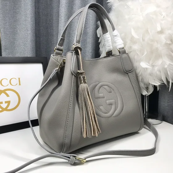 Gucci Soho Piel Asa superior Bag Dark Gris 30x26x14cm Asa superior