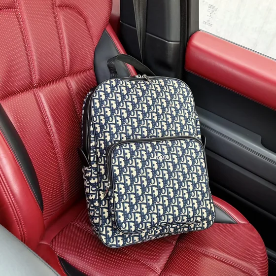 Dior Oblique Backpack สีครีม/สีฟ้า Backpack