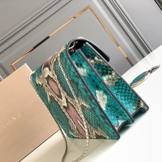 Bvlgari Serpenti Forever Crossbody Bag Multicolor Snakeskin Teal Pink White Br Crossbody