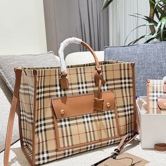 Burberry Freya Tote Beige Briar Brown Tote Bag