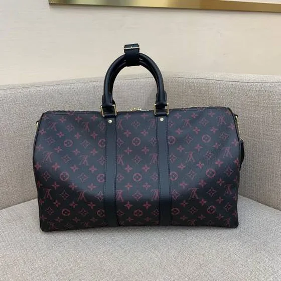 Louis Vuitton Keepall Bandouli re 45 Black Monogram with red print 45 travel