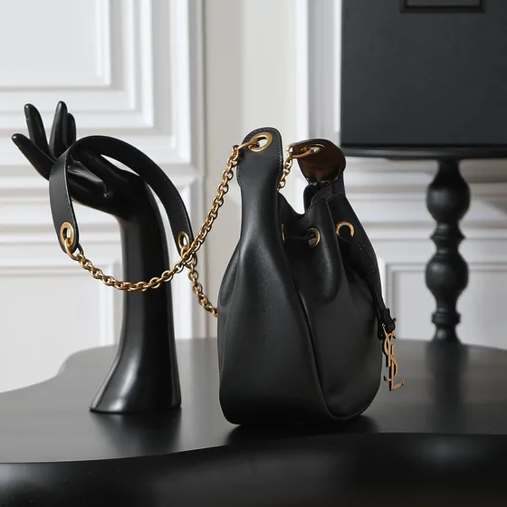 YSL Le Maillon Satchel In Lambskin Black Shoulder Bag