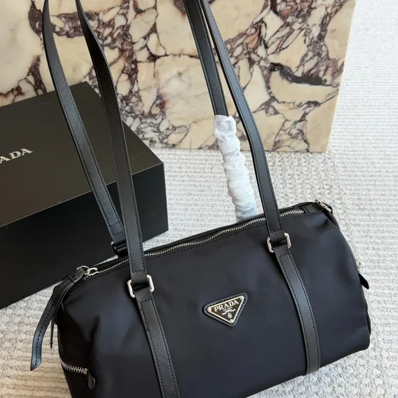 Prada Re-Nylon And Leather Shoulder Bag Brown Shoulder Bag