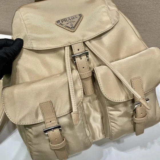 Prada Re-Nylon Medium Rygsæk With Etui Beige Rygsæk