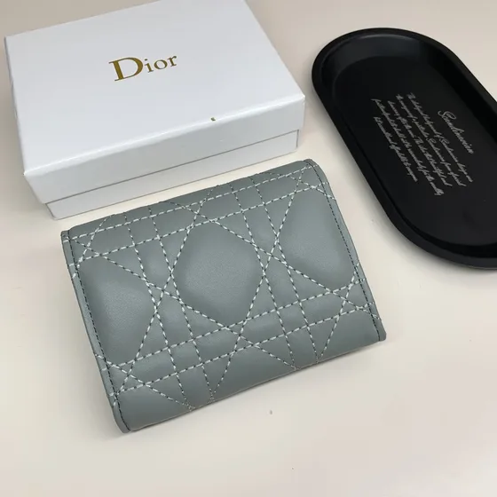 Dior Lady Dior Compact Portefeuille Gray Portefeuille