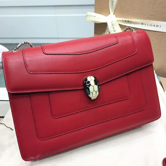 Bvlgari Serpenti Forever Shoulder Bag Red Shoulder Bag