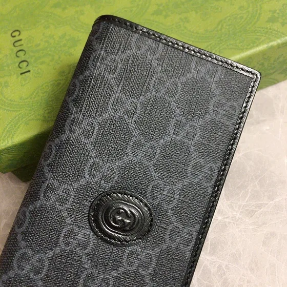 Gucci Gg Long Wallet With Interlocking G Black Wallet
