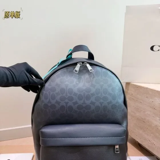 Coach West Backpack In Signature Canvas Charcoal Black Backpack
