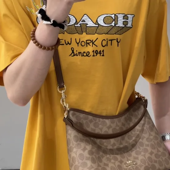 Coach Laurel Shoulder Bag Khaki Brown Signature Shoulder Bag
