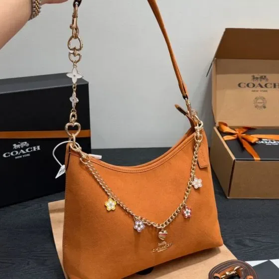 Coach Zip Top Shoulder Bag Caramel Shoulder Bag