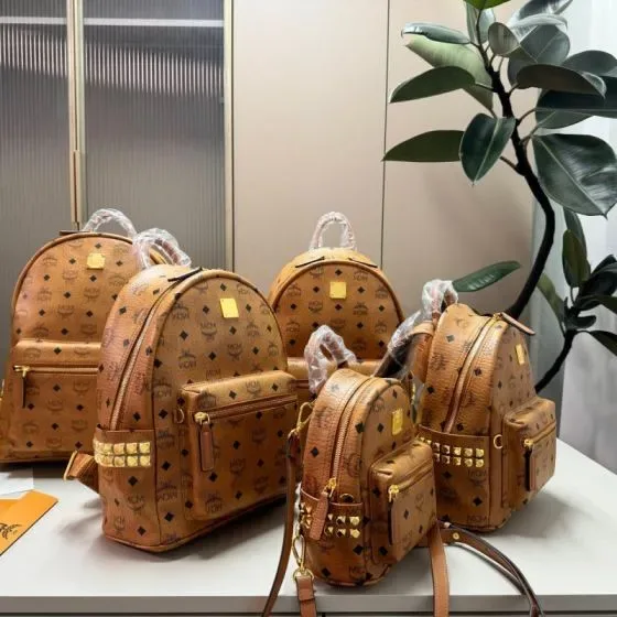 MCM Stark Visetos Backpack Cognac Brown Backpack