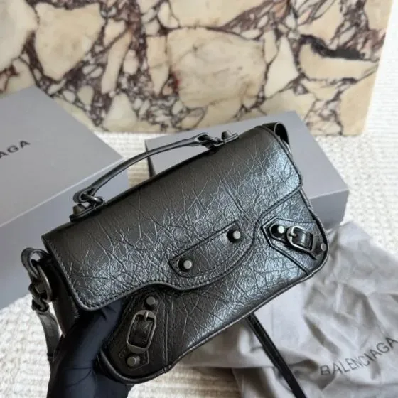 Balenciaga Top Handle Shoulder Bag Black Crossbody