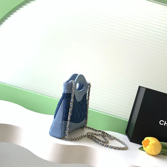 Chanel 31 Mini Shopping Bag Blue Top Handle