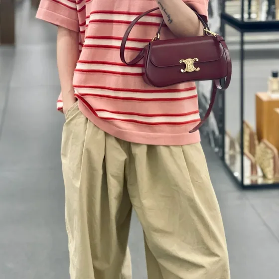 Celine Triomphe Borgoña Bolso bandolera