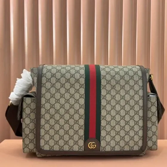 Gucci Ophidia Gg Large Messenger Bag Beige Brown Crossbody