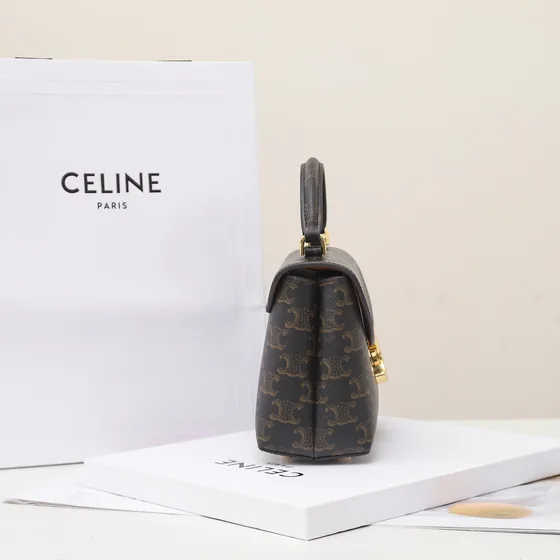 Celine Triomphe Box Bag Dark Nâu Top Handle