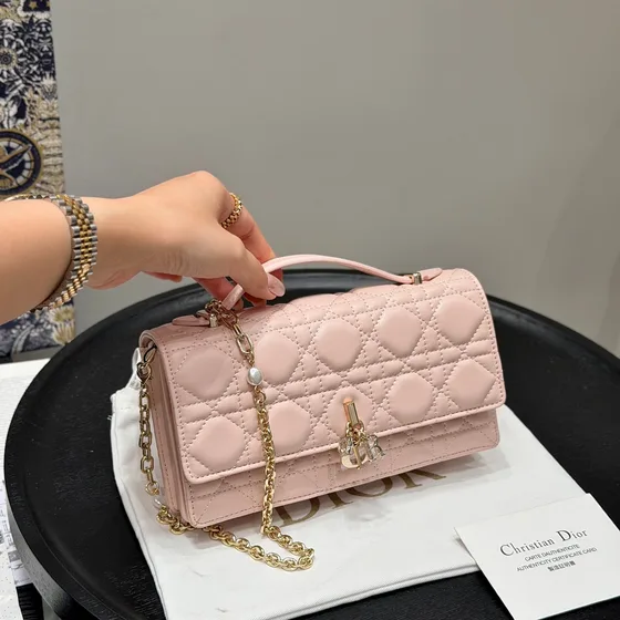 Dior Miss Lady Pearl Chain Bag Beige Crossbody