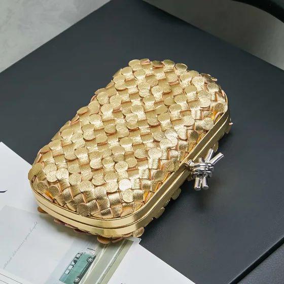 Bottega Veneta Knot Clutch Gold Clutch