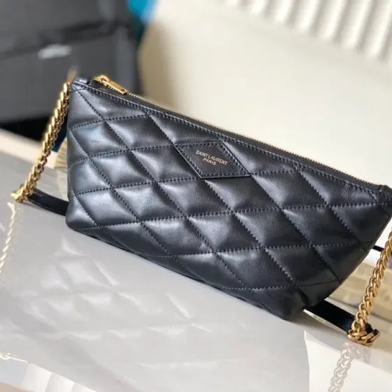 YSL Sade Small Quilted Leather Shoulder Bag Black Shoulder Bag