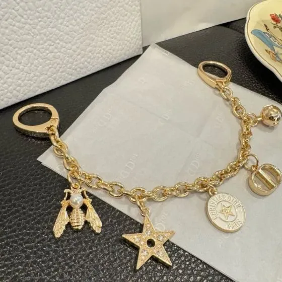 Dior Dio R Evolution Bag Charm Chain Gold Pouch