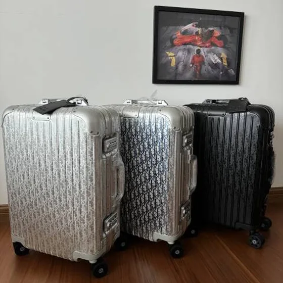 Dior x Rimowa mala Prateado Preto Oblique travel