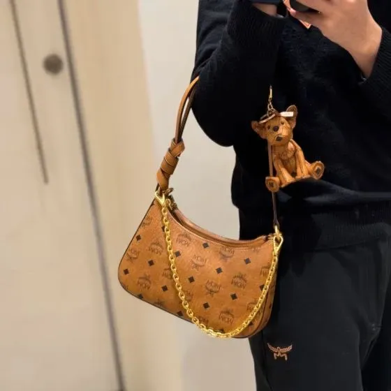 MCM Aren Visetos Hobo Cognac Brown Hobo