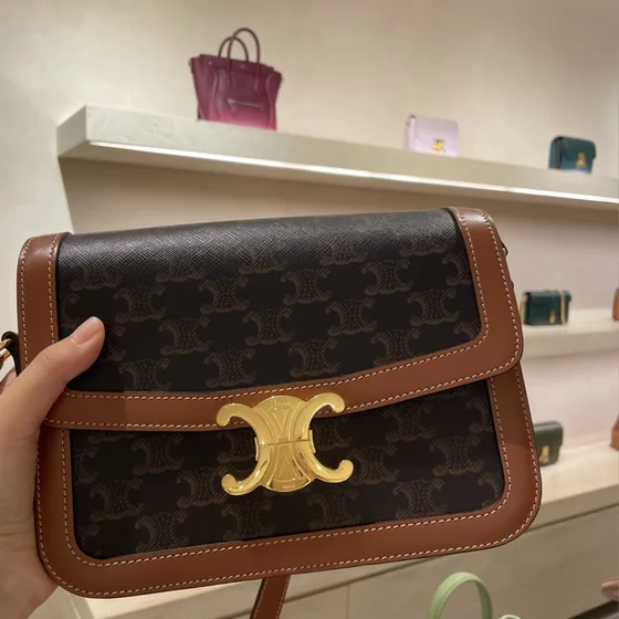 Celine Triomphe Coklat Flap Bag