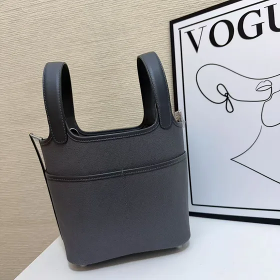 Hermes Picotin Lock Cargo Gray Anse supérieure