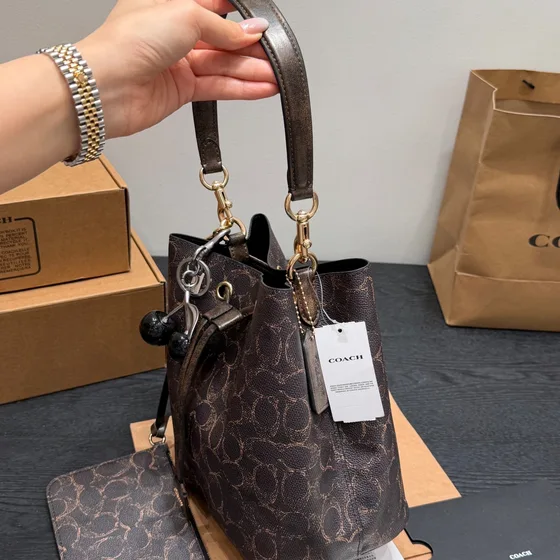 Coach Rowan Bucket Bag Dark Brown Shoulder Bag