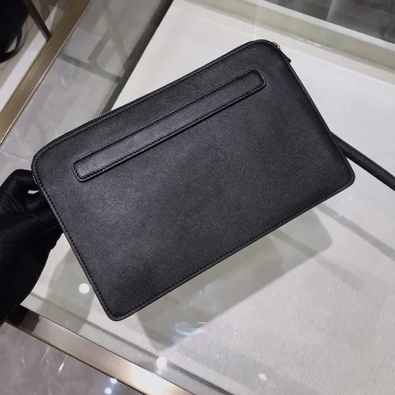 Prada Saffiano Leather Clutch Black Clutch
