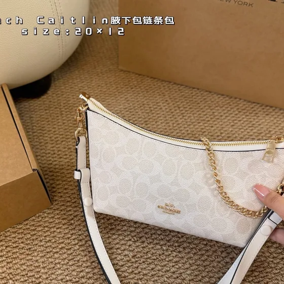 Coach Caitlin White Black Pink Multi 20 12 cm Shoulder Bag