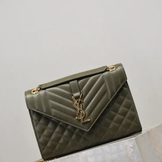 YSL Envelope Bag Olive Green Shoulder Bag