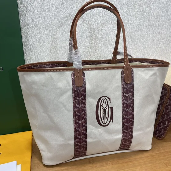 Goyard Saint Louis White Burgundy Tote Bag