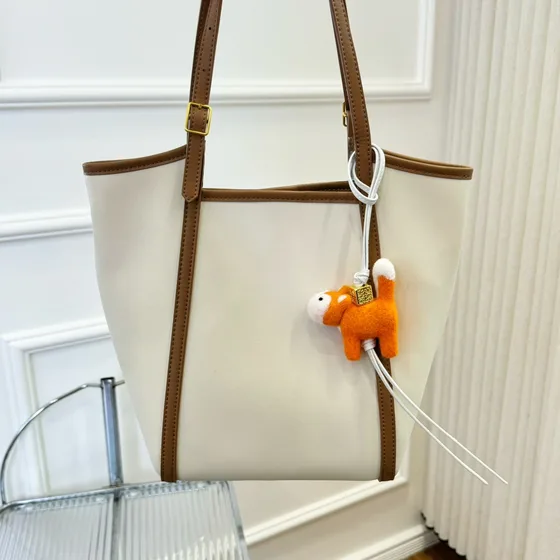 Loewe Felt Fox Bag Charm Naranja/Blanco Estuche