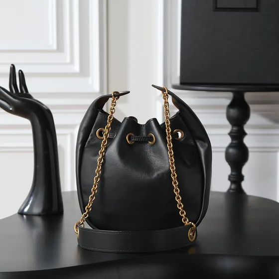 YSL Le Maillon Satchel In Lammleder Schwarz Schultertasche