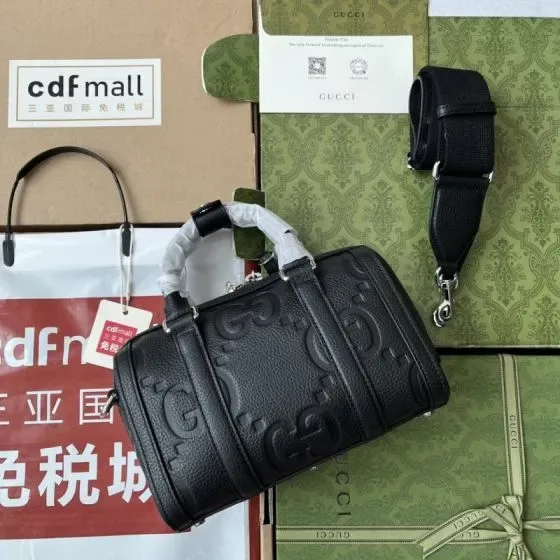 Gucci Jumbo Gg Mini Duffle Bag Black Crossbody