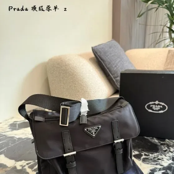 Prada Re-Nylon Medium Messenger Bag Black Crossbody