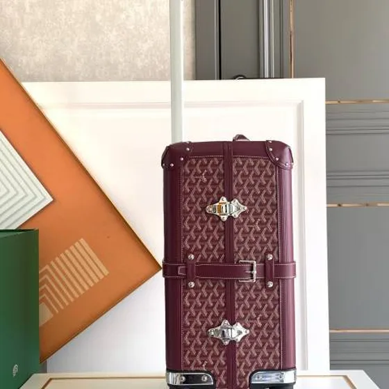 Goyard suitcase สีเบอร์กันดี travel สีเบอร์กันดี Goyardine