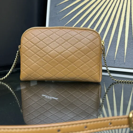 YSL Gaby Double Zip Etui With Chain Beige Crossbody