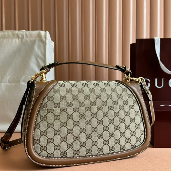 Gucci Gucci Blondie Small Верхняя ручка Bag Бежевый/Коричневый Верхняя ручка