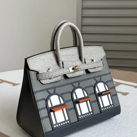 Hermes Birkin 20 Faubourg Sellier Gri Çok renkli 20cm Üst sap