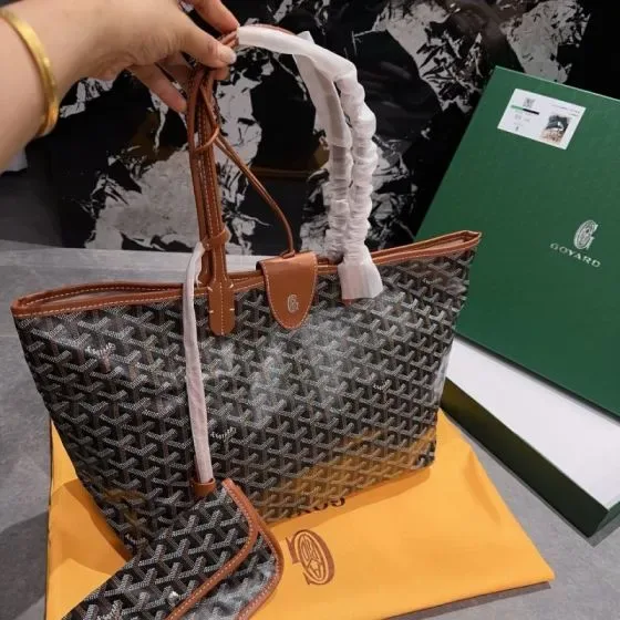 Goyard Saint Louis Black Brown Tote Bag