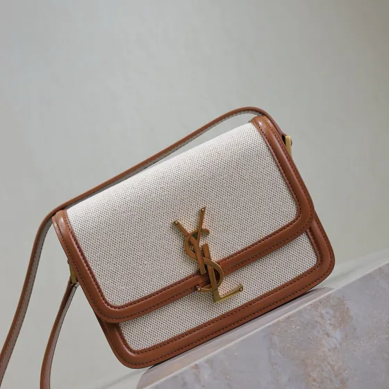 YSL Solferino Box Bag Blanc And Marron Crossbody