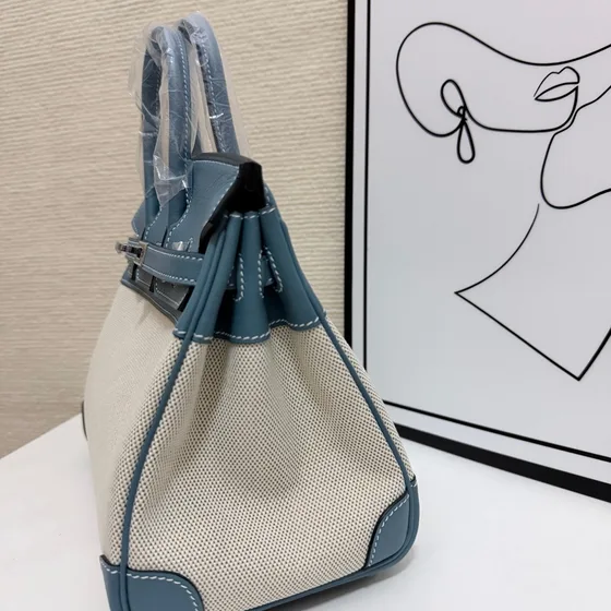 Hermes Birkin Xanh dương/Be Top Handle