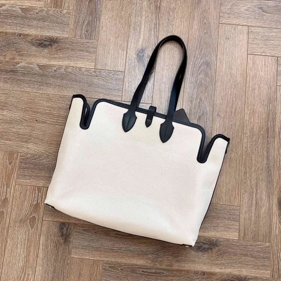 Burberry Horseferry Print Soft Tela Tote Natural/Beige With Nero Borsa tote