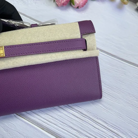 Hermes Kelly Cut Lilla Clutch