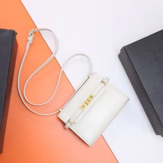 YSL Manhattan Phone Holder Crossbody Bag White Crossbody