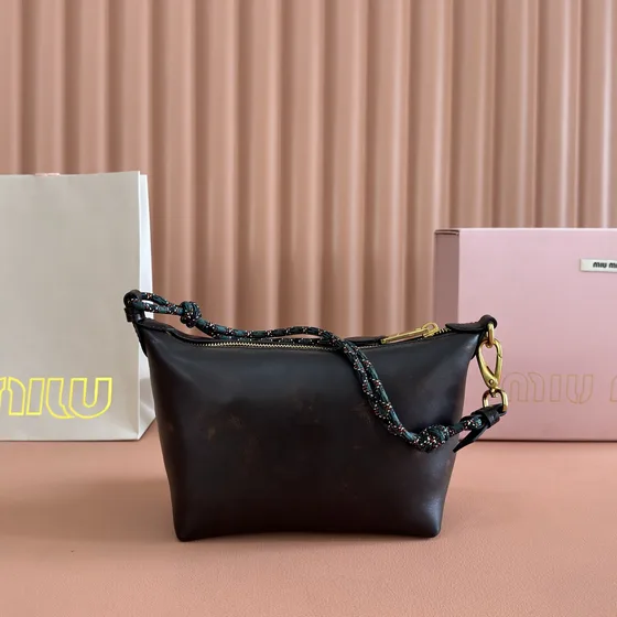 Miu Miu Leather Shoulder Pouch Black Shoulder Bag
